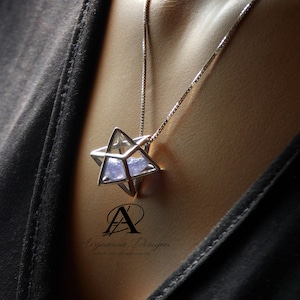 Tanzanite Merkaba Pendant, Merkaba jewelry  mans Gifts , Metatron cube, energy jewelry, healing jewelry, sacred geometry, Kabbalah jewelry,