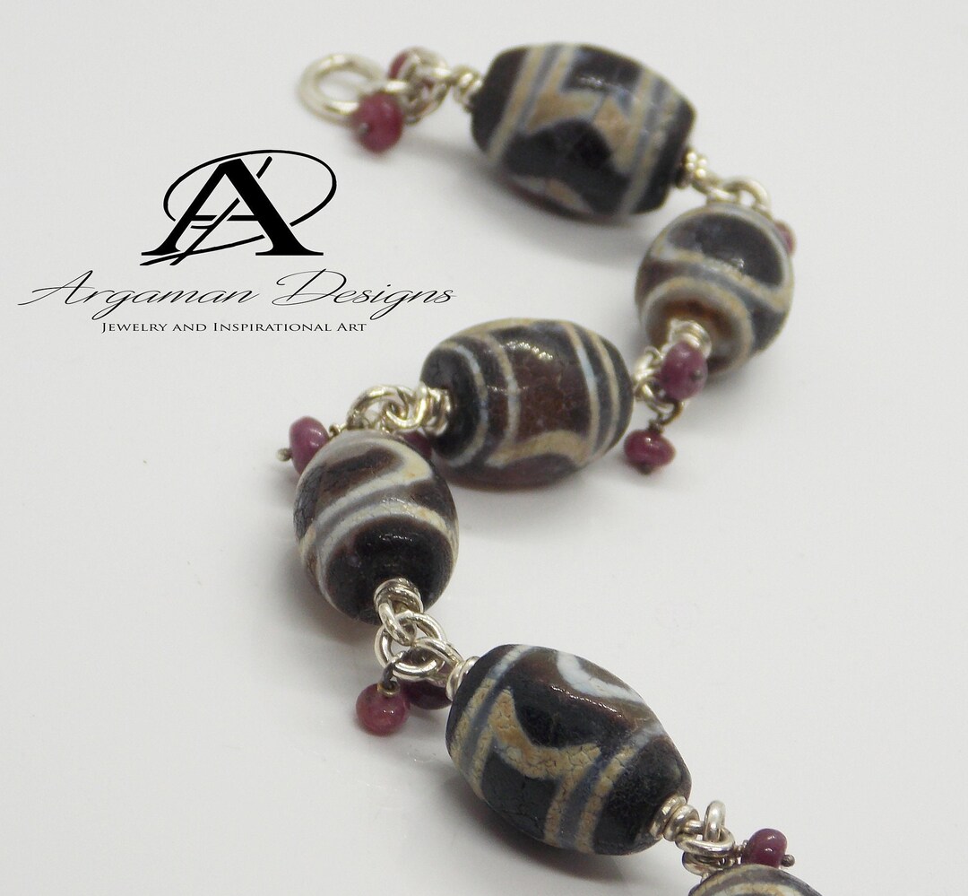 Bracelet En Agate De Feu Dzi Tibet - Géant 148 Carats - Rare Et Ancien - Neuf Sans Emballage