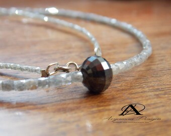 14 CT Grey Diamond Necklace with Black diamond Pendant