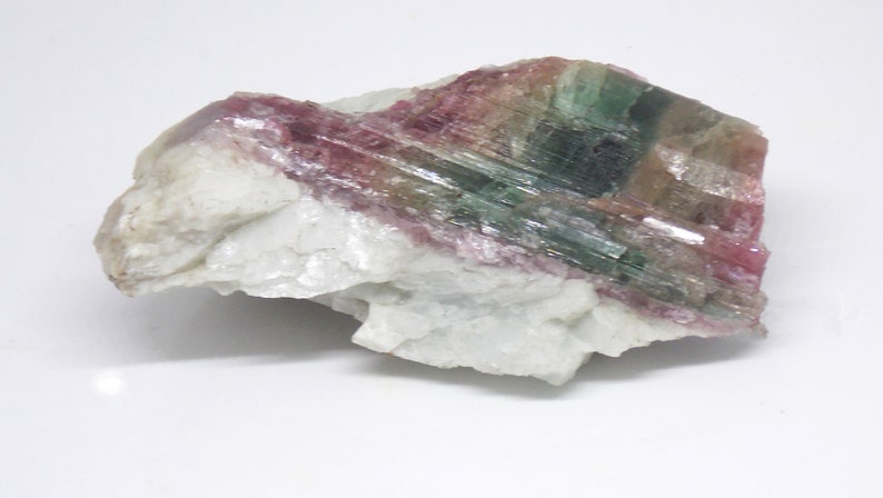 Bi-Color Tourmaline Crystal: Large Raw Gemstone, Home Decor (66.70g)