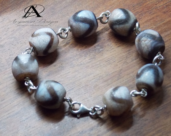 Very Rare Cream Agate Vintage Native American Navajo Sterling Silver Bracelet Old Very Rare Cream Agate Vintage Native American Navajo Sterling Silver Bracelet Old