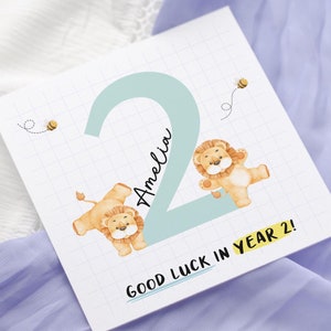 Biglietto d'auguri per il primo giorno di scuola, qualsiasi anno, regalo per il ritorno a scuola, buona fortuna per il primo, secondo e sesto anno, biglietto personalizzato, primo giorno di scuola