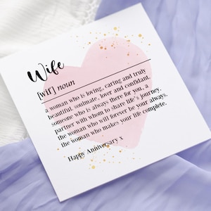 Carte de Saint-Valentin pour femme, romantique, carte d'anniversaire, partenaire pour la vie, définition, carte de dictionnaire