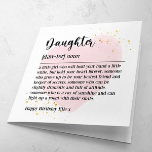 Daughter Definition Birthday Card | Card For Daughter | Birthday Card |Daughters birthday | Dictionary Style Card