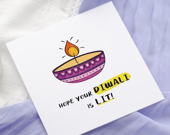 Tarjeta de feliz Diwali / Espero que tu Diwali esté iluminado / Tarjeta de felicitación de Diwali / Festival de la luz / Tarjeta de Diwali