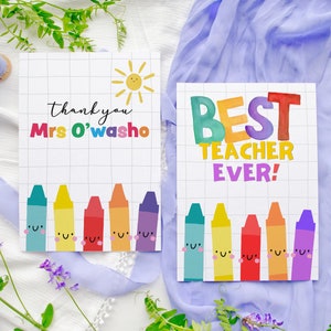 Dankeschön-Karte für Lehrerin | Bester Lehrer | Personalisierte Kinderzimmer Dankeskarte | Buntstifte | Lehrer Wertschätzung Karte | Schullehrer-Karte
