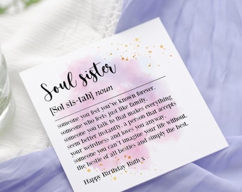 Soul Sister Definition Birthday Card | Card For Bestie | Friendship Birthday Card | Best Friend Birthday Card | Dictionary Style Card