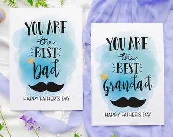 Best Dad Grandad Watercolour Father's Day card