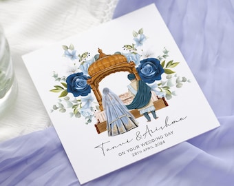 Tarjeta de boda personalizada de Anand Karaj: Boda sij floral