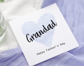 Father's Day Card for Dad, Grandad, Grandpa, Watercolour Heart Design