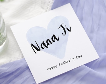 Punjabi Father's Day Card | Dada, Nana, Baba Ji Blue Heart Greetings Card Design