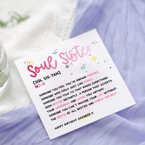 d'anniversaire de définition d'âme soeur | carte pour la meilleure amie | Carte d'anniversaire d'amitié | Carte d'anniversaire meilleur ami | Carte de style dictionnaire