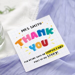Tarjeta de agradecimiento para el maestro, tarjeta de agradecimiento personalizada para la guardería, tarjeta de agradecimiento para el maestro con arcoíris, asistente técnico, Just A Little Card, regalo de fin de curso