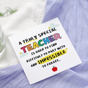 Tarjeta de agradecimiento para el maestro, tarjeta de agradecimiento personalizada para la guardería, tarjeta de agradecimiento para el maestro con arcoíris, Just A Little Card, regalo de fin de curso