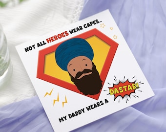 Superhero Punjabi Father's Day Card: Singh, Indian, Sikh Dad