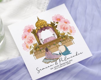 Personalised Sikh punjabi Anand Karaj wedding card | Congratulations