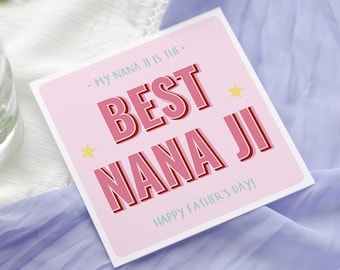 Punjabi Father's Day Card | For Nana, Dada, Baba Ji Pink Greetings Card Design