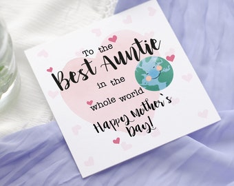 Best Auntie Mother's Day | Whole wide world | Card for Aunt Mother's Day