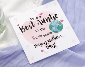 Best Auntie Mother&#39;s Day card | Whole wide world | Card for Aunt Mother&#39;s Day | Mother&#39;s Day card | Cute