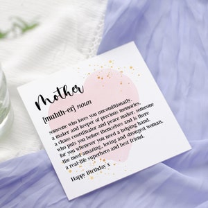 carte d'anniversaire définition de mère | carte pour mère | Carte d'anniversaire | Anniversaire de maman | Fête des mères | Carte de style dictionnaire