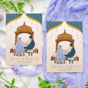 Cartão de casamento personalizado Sikh punjabi Anand Karaj | Parabéns | Casamento indiano | Casamento Sikh