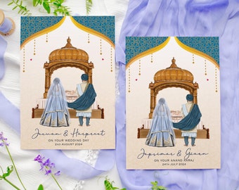 Tarjeta de boda personalizada de Anand Karaj: boda india sij