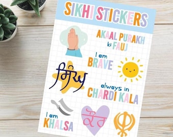 Sikh gratitude sticker sheet | Sikh Gift & Kids stickers