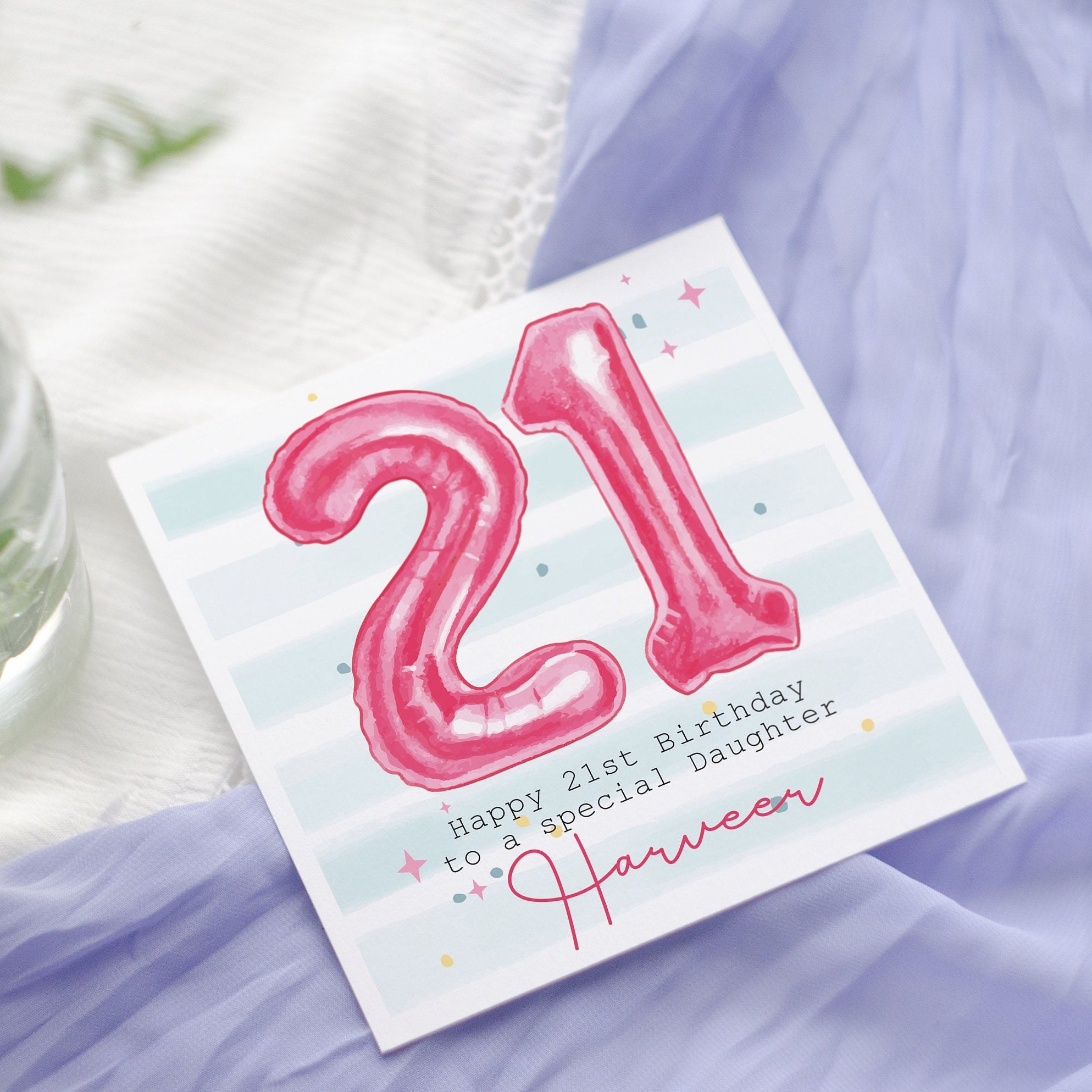 Biglietto Compleanno 21 Anni Nipote - Design Elegante Con Torta E