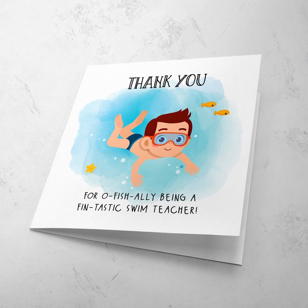 Thank You Swimming Teacher Card Swim Teacher Thank You - Etsy