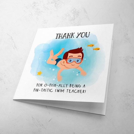 Thank You Swimming Teacher Card Swim Teacher Thank You - Etsy