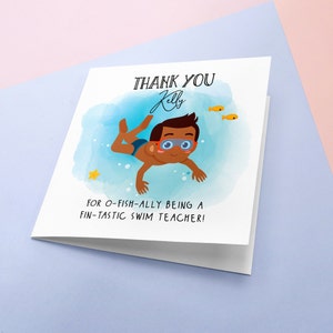 Thank You Swimming Teacher Card, Swim Teacher, Thank You, Personalised ...