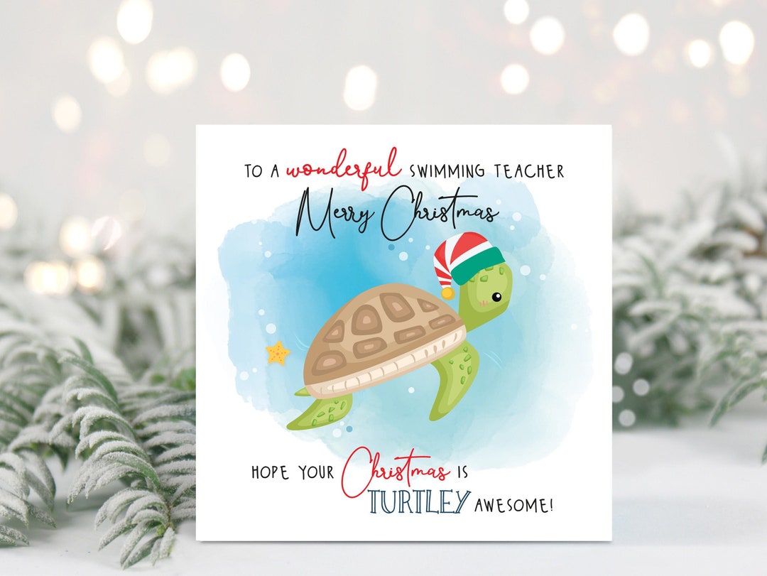 Swimming Teacher Christmas Card, Turtle Swim, Swim Teacher, Thank You ...