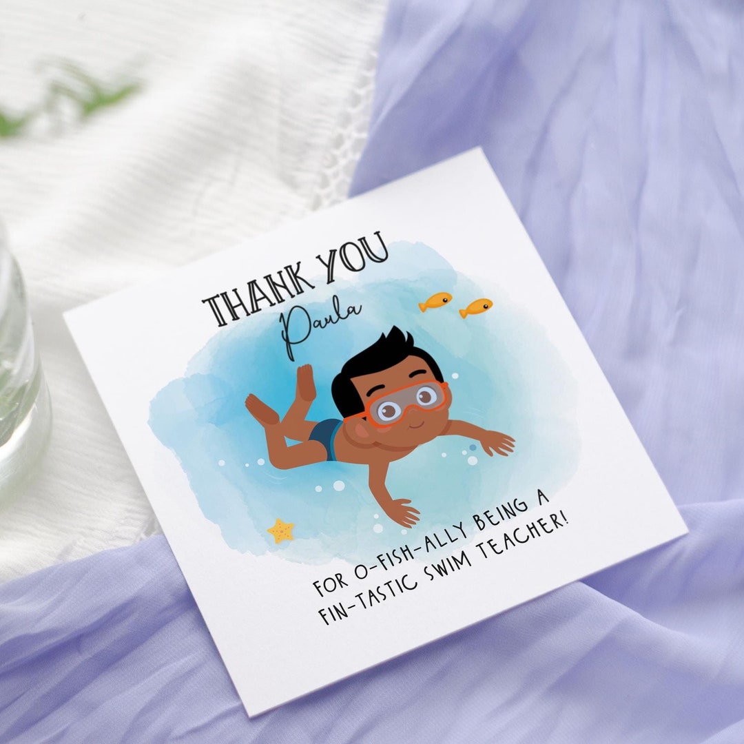 Thank You Swimming Teacher Card, Swim Teacher, Thank You, Personalised ...