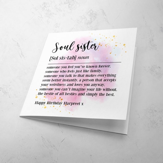 Soul Sister Definition Thank You Card Card for Bestie Friendship Thanks  Card Best Friend Card Dictionary Style Card -  Canada