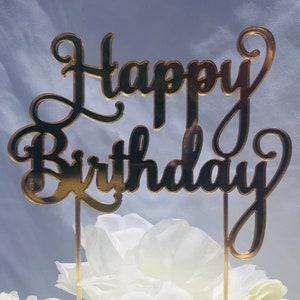 Happy Birthday Acrylic Cake Topper - birthday cake topper