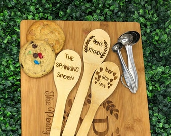 Customized Bamboo Kitchen Spoons - Humorous Kitchen Spoons - Mothers day gifts