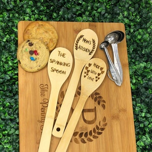 Customized Bamboo Kitchen Spoons - Humorous Kitchen Spoons - Mothers day gifts