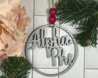 Sorority Alpha Phi  wooden ornament - sisters ornament swap - ready to ship