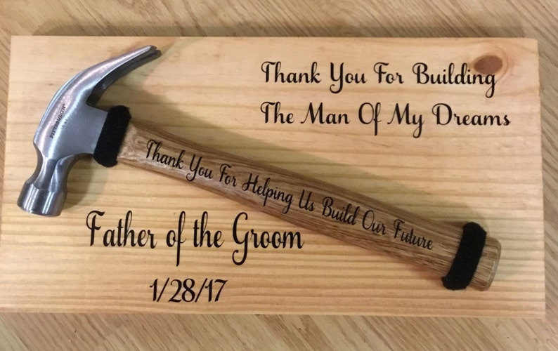 Father of the Groom personalized wedding sign thank you for building the man of my dreams father of the groom gift image 2