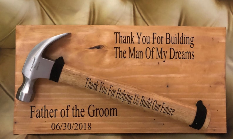 Father of the Groom personalized wedding sign thank you for building the man of my dreams father of the groom gift image 4
