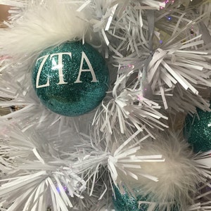 Zeta Tau Alpha glittered  sorority ornament - best sisters gift - zta ornament - zta Christmas