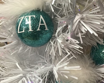 Zeta Tau Alpha glittered  sorority ornament - best sisters gift - zta ornament - zta Christmas