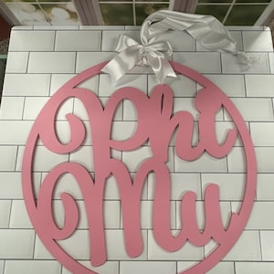 Phi Mu Door Hanger 2 sizes available - sorority dorm decor signs