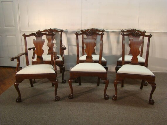 Henkel Harris Solid Mahogany Set Of 6 Chippendale Style Dining Chairs
