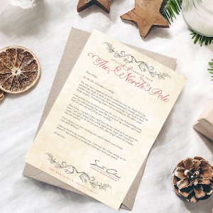 Carta personalizada de Santa, versión antigua, carta de Navidad personalizada escrita para usted, carta del Polo Norte imprimible