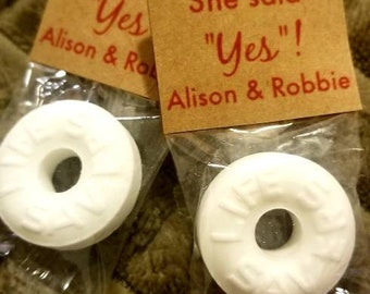 100 She said Yes! Wedding Favors. Rustic Wedding Favors. Mint Wedding Favors. Bridal Shower Favors. Engagement Favors. Mint favors.