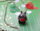 Totoro anime necklace with handmade polymer clay charm, Anime jewelry, Kawaii