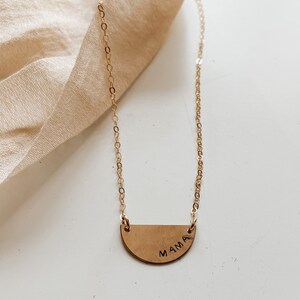 Mama Half Moon Necklace, Gold Filled image 4