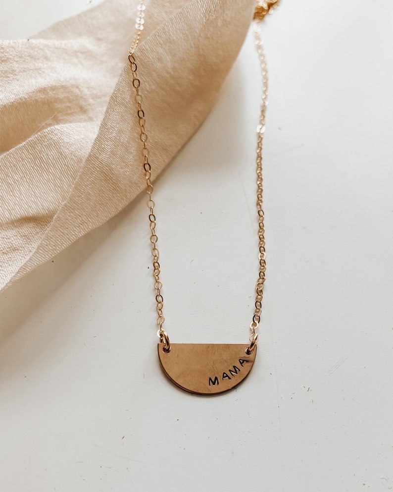 Mama Half Moon Necklace, Gold Filled image 4