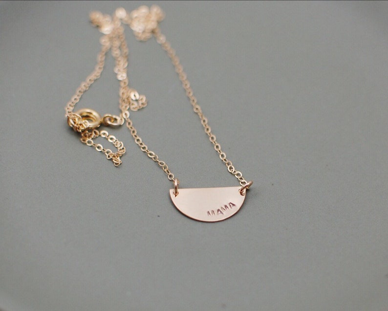 Mama Half Moon Necklace, Gold Filled image 5